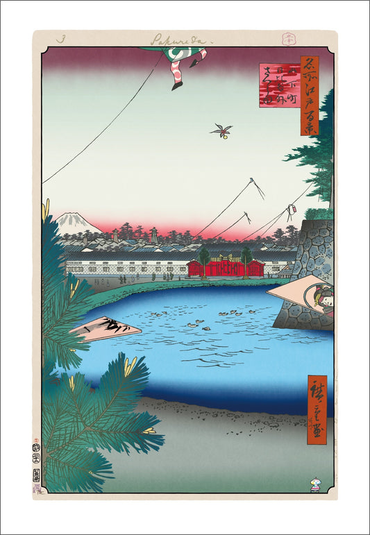 【村上隆 版画作品】広重名所江戸百景 K005_山下町日比谷外さくら田