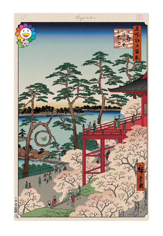 【村上隆 版画作品】広重名所江戸百景 K013_上野清水堂不忍ノ池