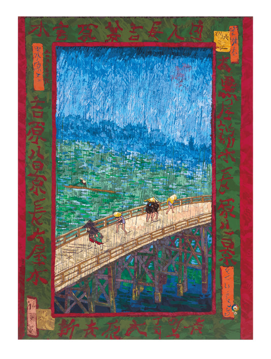 【村上隆 版画作品】広重名所江戸百景 K128_ゴッホ_大はしあたけの夕立 小